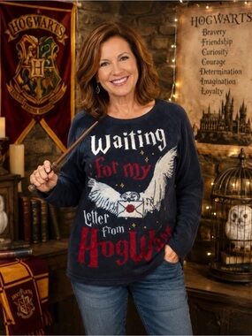 Harry Potter Comfy Fleece Super Soft Long Sleeve Girls Sleep Shirt Sz M/L